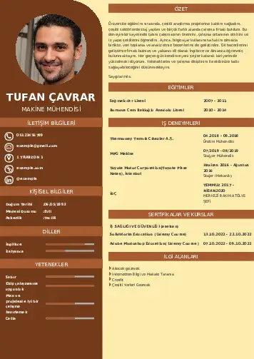 Makine Mühendisi Cv Örnekleri cv indir